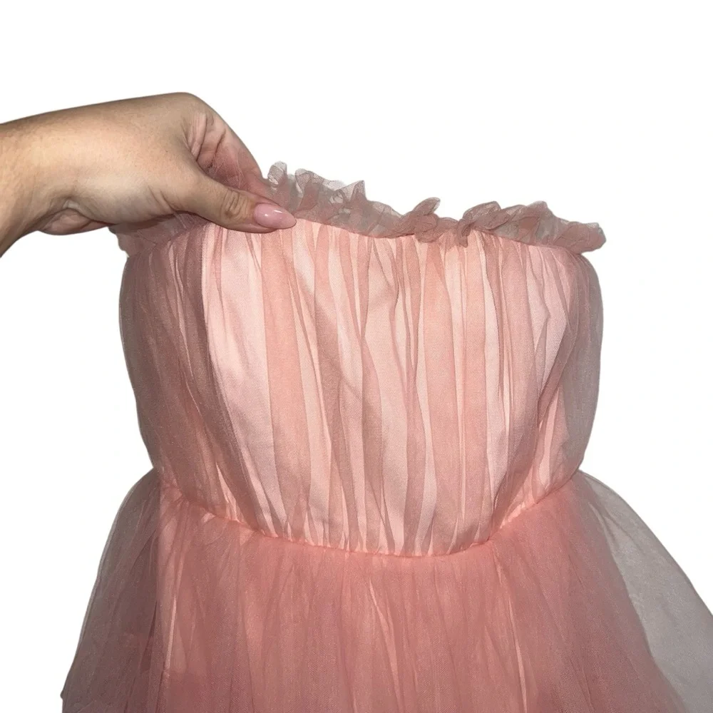 NEW NWT Lovers + Friends Bobbit Strapless Tulle Maxi Gown In Blush Pink